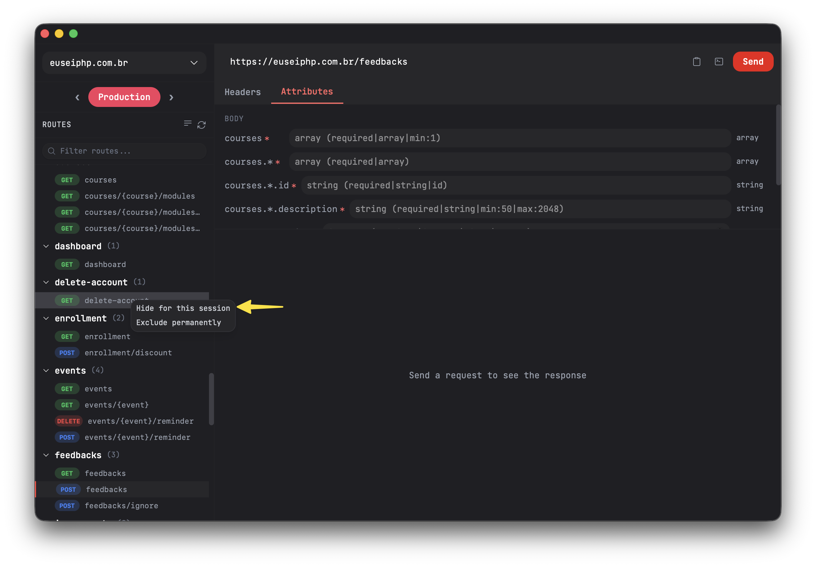 Hide from this session