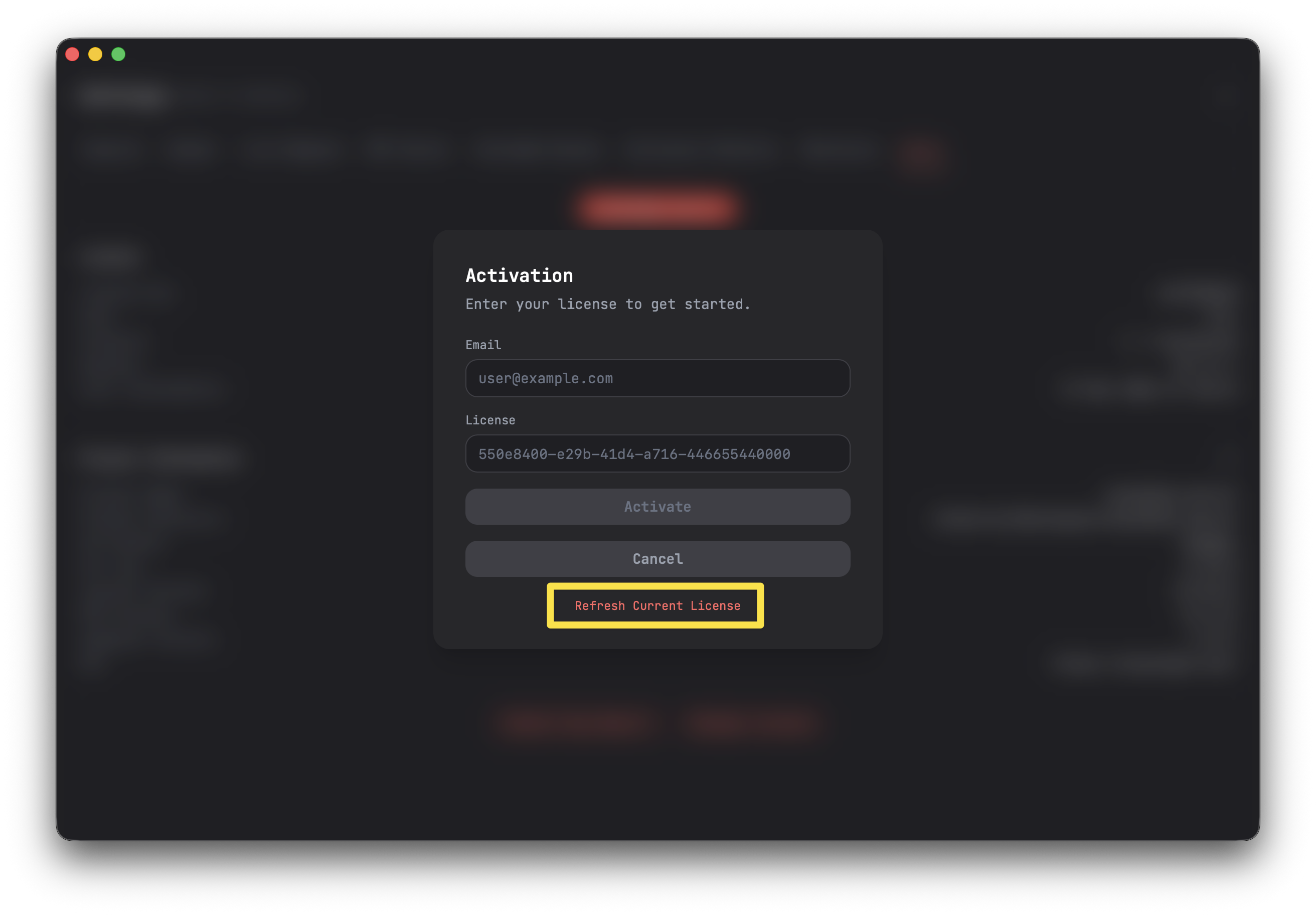 Manage refresh license