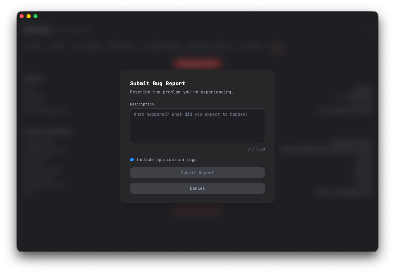 Submit bug report